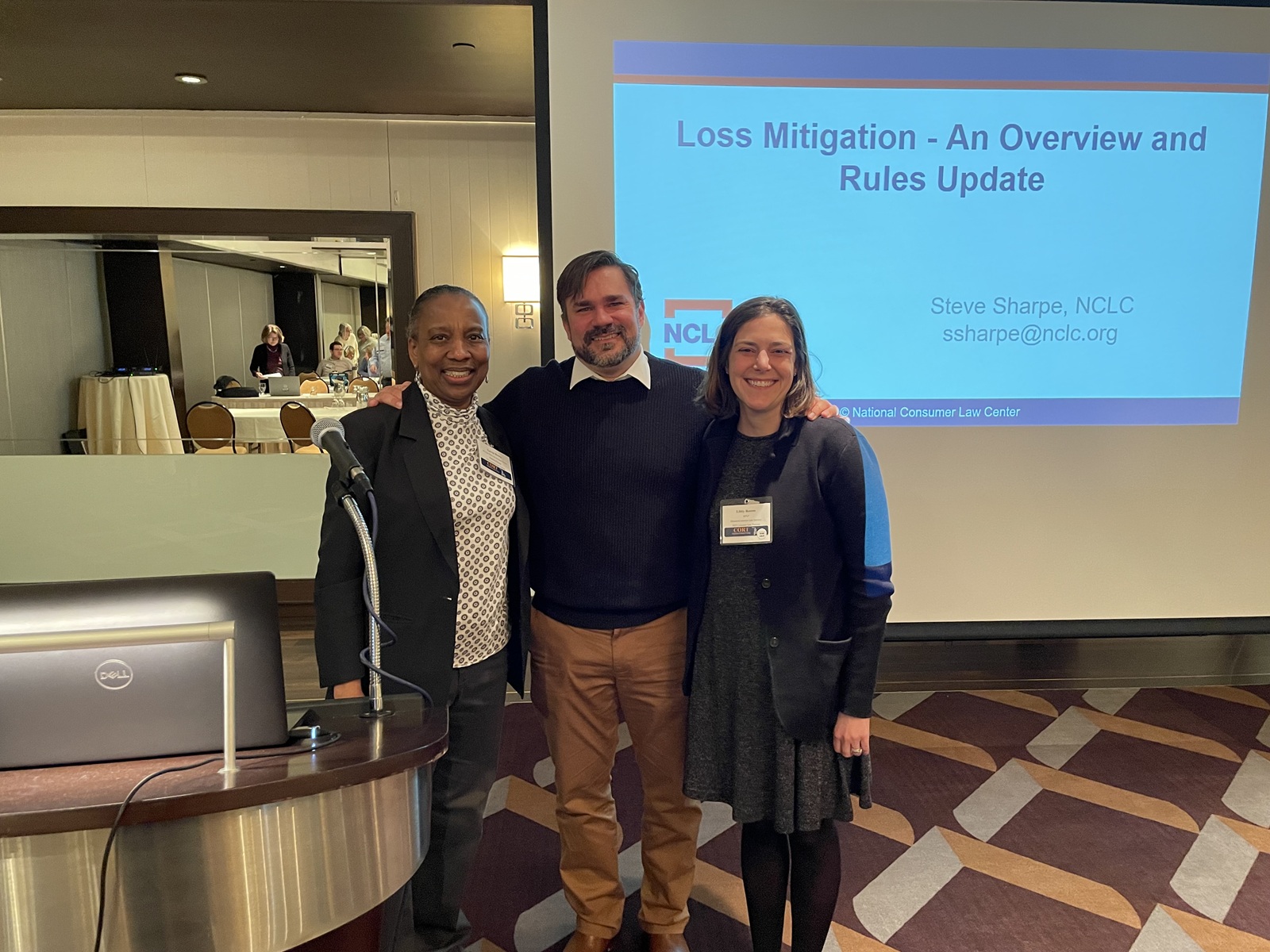 Lorray Brown, MSAS Executive Director, and Libby Benton, MPLP Director/Consumer Attorney, with Steve Sharpe, Senior Attorney at the NCLC